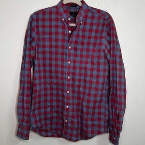 Jcrew size medium tall buffalo check blue and red button down shirt